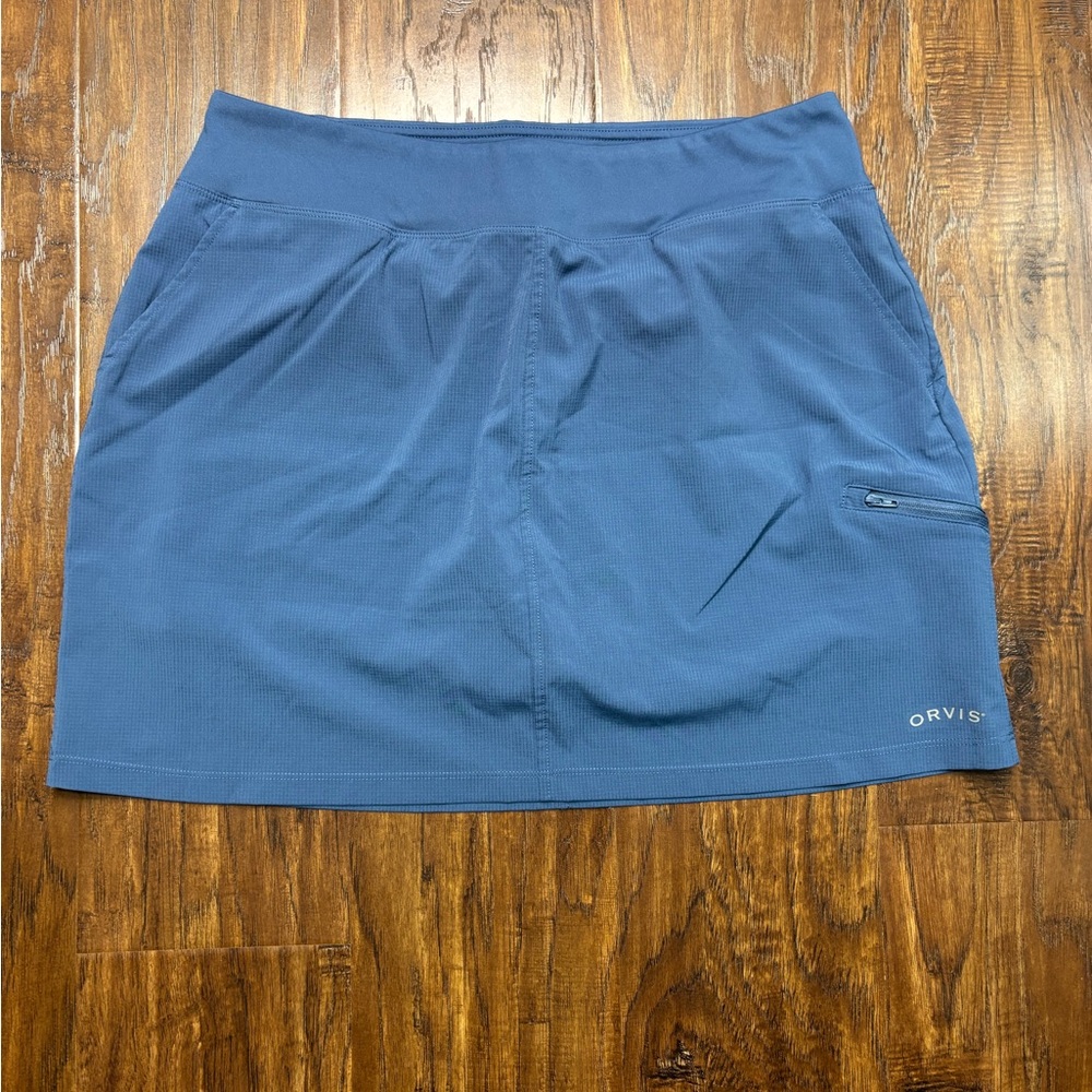 Orvis Women’s Skort Blue Large Moisture Wicking Lightweight Golf Leisure #4004